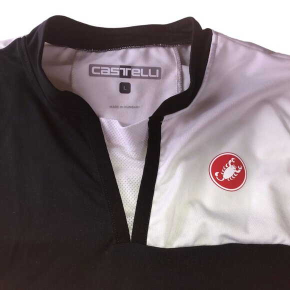CASTELLI Cycling Jersey Bicycle Bike Tank Top Black White.  Mock Neck Large - Picture 2 of 9